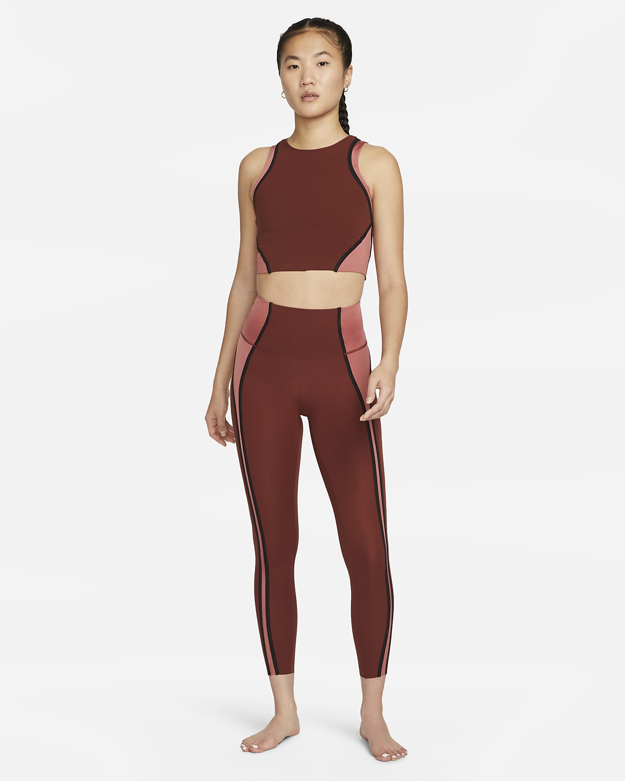 Nike Women's Yoga Luxe High-Waisted 7/8 Color-Block Leggings in Brown -  ShopStyle Activewear Pants