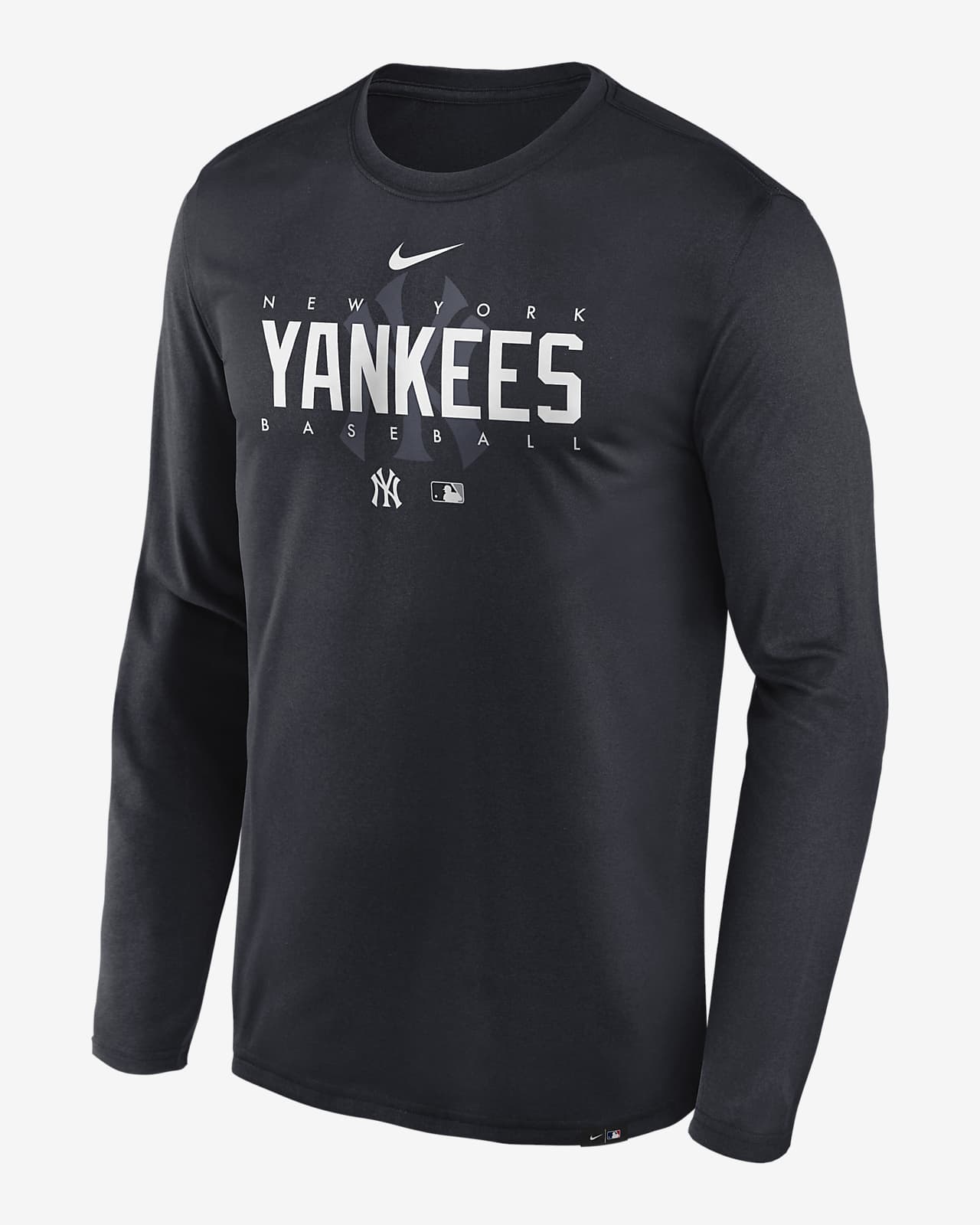 New York Yankees Nike Dri Fit Long Sleeve T-shirt Grey Size Medium