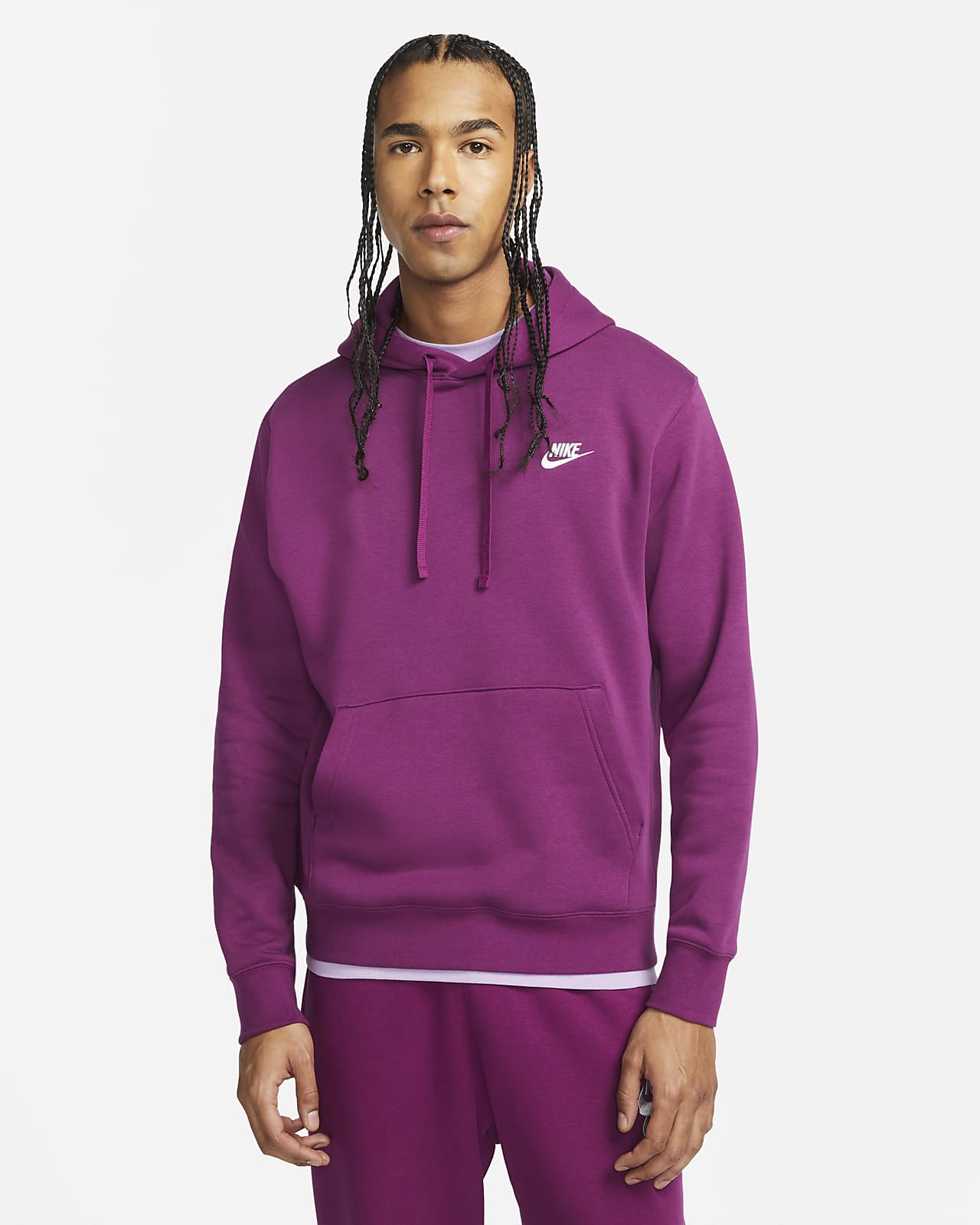 nike club fleece hoodie purple