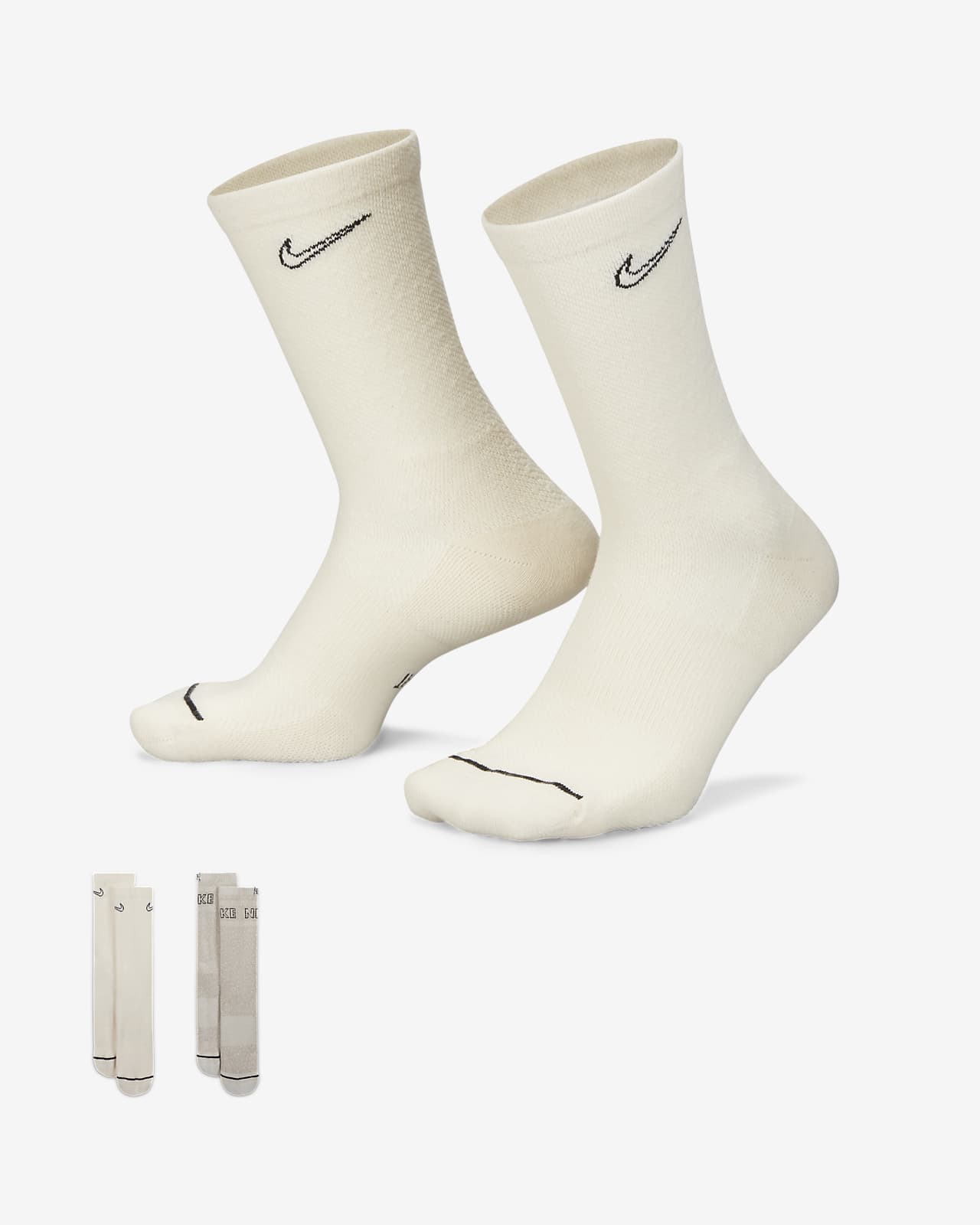 Nike Everyday Plus Cushioned Crew sokker til barn (2 par)