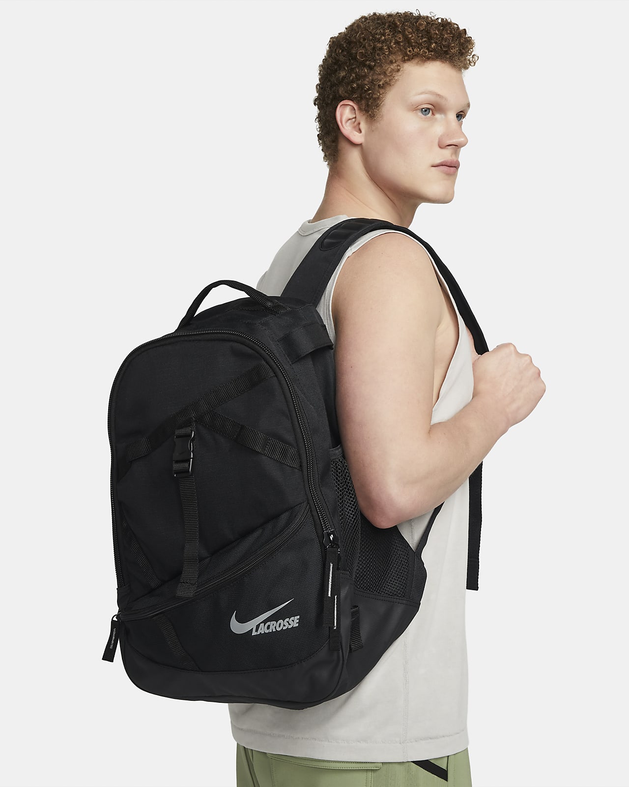 ángulo gráfico Higgins Nike Air Max Lacrosse Backpack (Medium, 36L). Nike.com