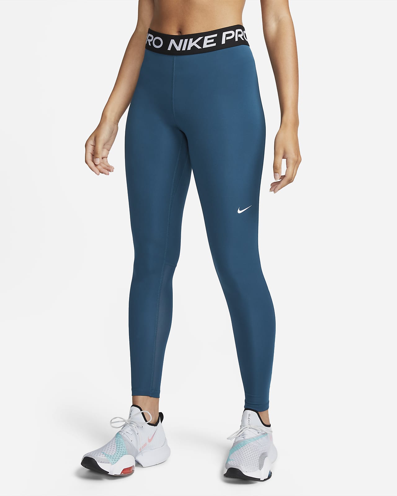 Nike Pro Women's Mid-Rise Mesh-Paneled Leggings
