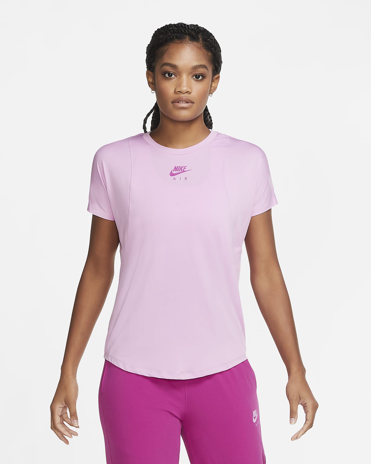 nike air running t-shirt in pink