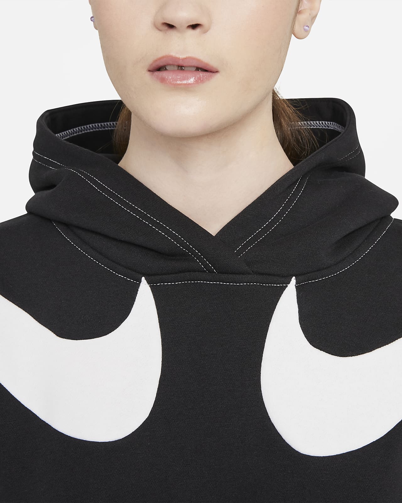 Sudadera Nike Sportswear Swoosh Negro/Blanco Mujer