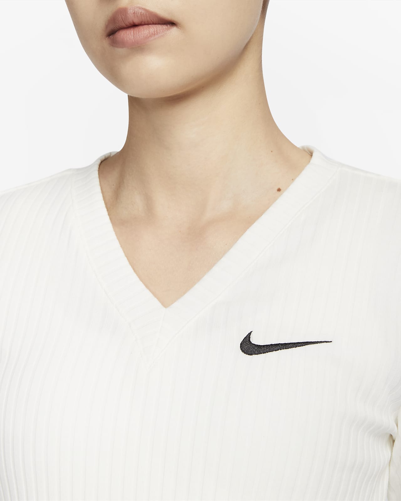 Nike Sportswear Women's Ribbed Jersey Long-Sleeve V-Neck Top. Nike ID