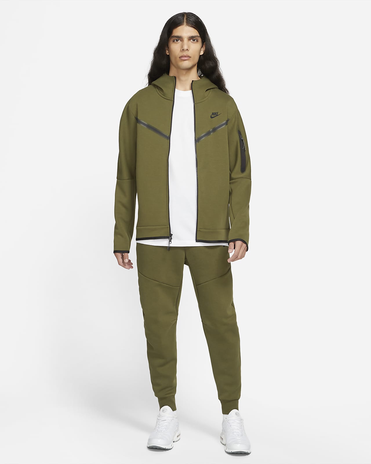 nike olive green zip up