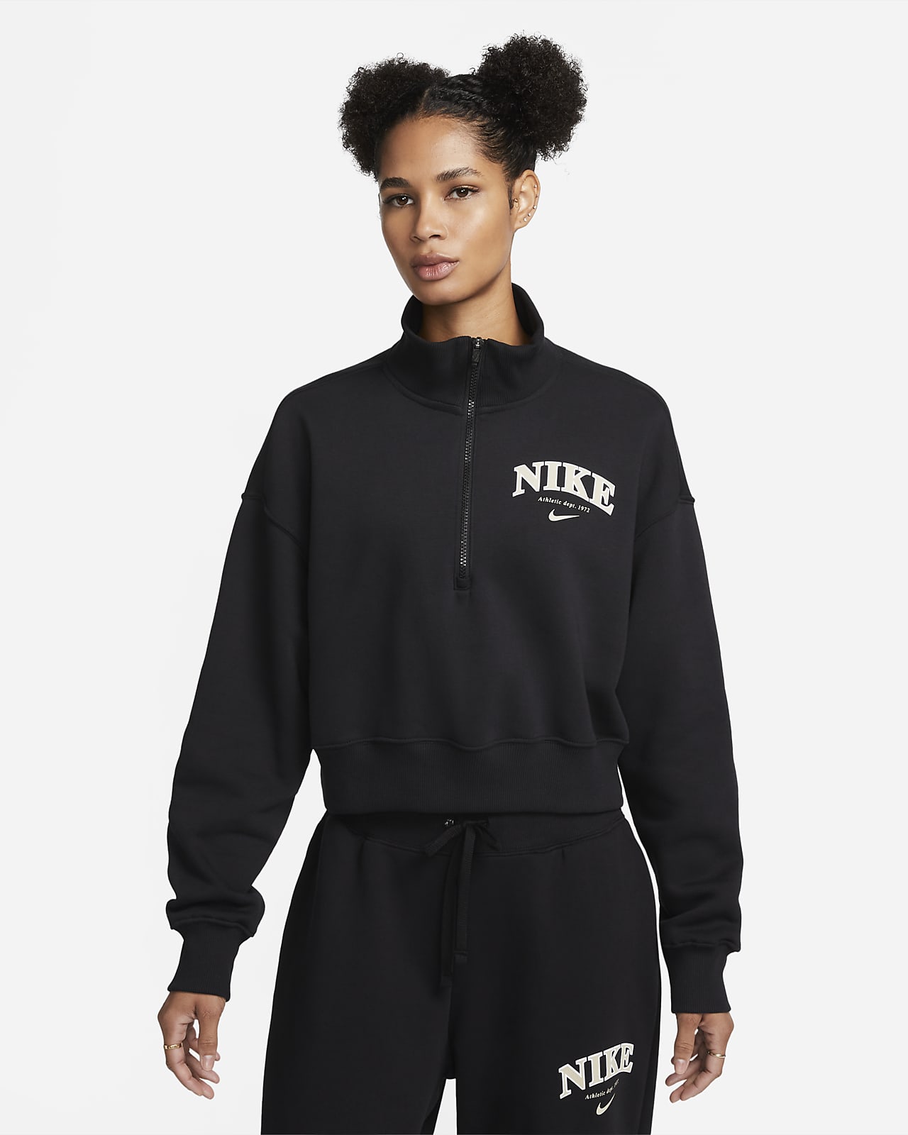 Nike Sportswear Phoenix Fleece Extragroßes Kurz-Sweatshirt mit Halbreißverschluss für Damen