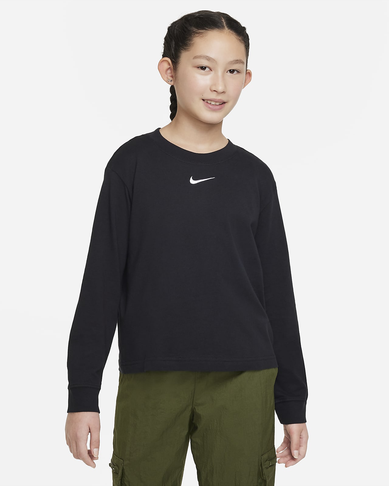 Playera de manga larga para niña talla grande Nike Sportswear Essential