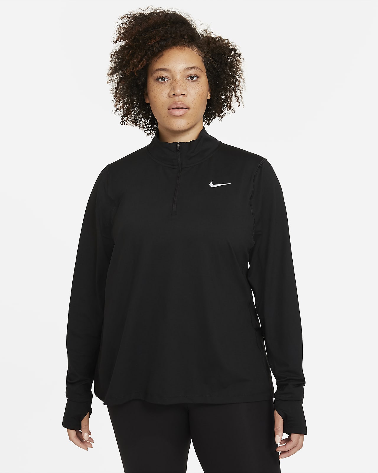 Nike-løbeoverdel med 1/2 lynlås til kvinder (plus size)