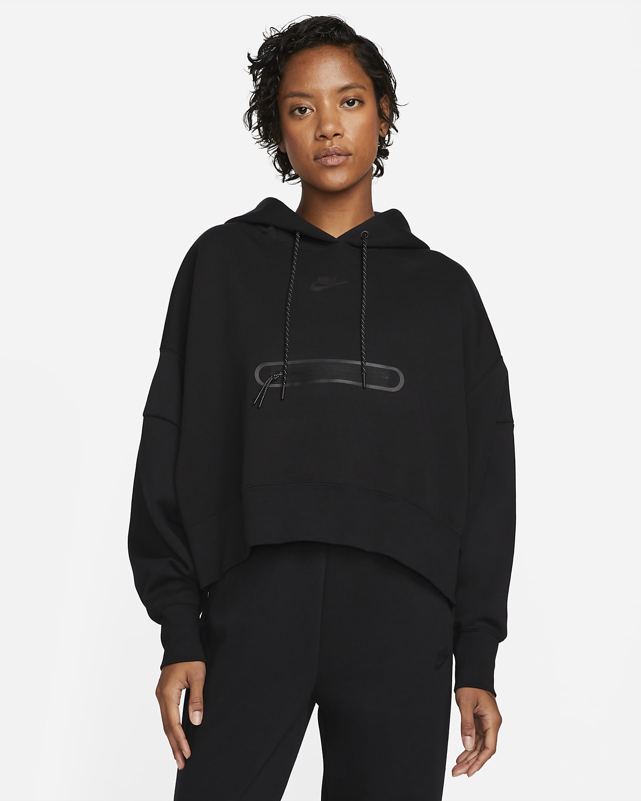 Hoodie pullover recortado e extremamente folgado Nike Sportswear Tech Fleece para mulher