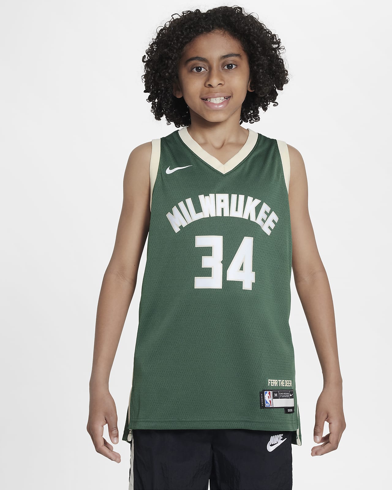 Φανέλα Nike NBA Swingman Μιλγουόκι Μπακς 2023/24 Icon Edition για μεγάλα παιδιά