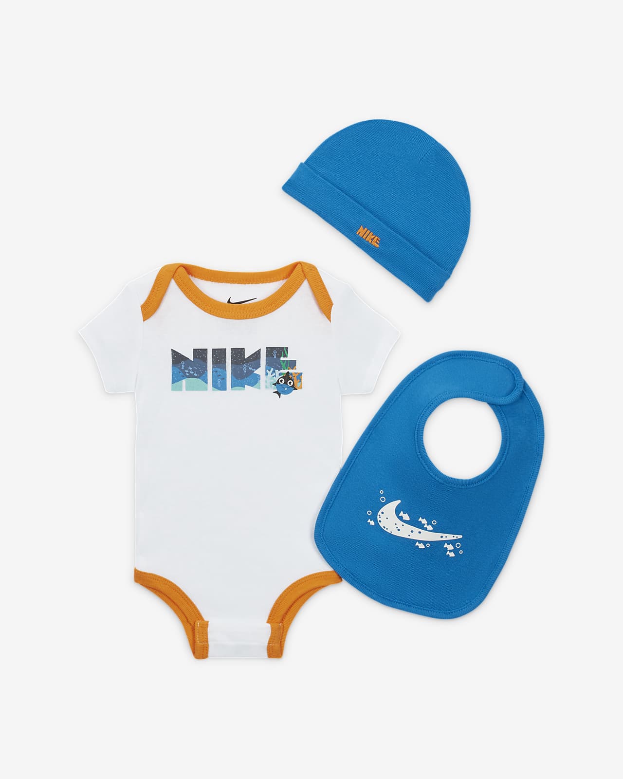 Nike sæt pandebånd, hagesmæk og bodysuit til babyer. Nike DK