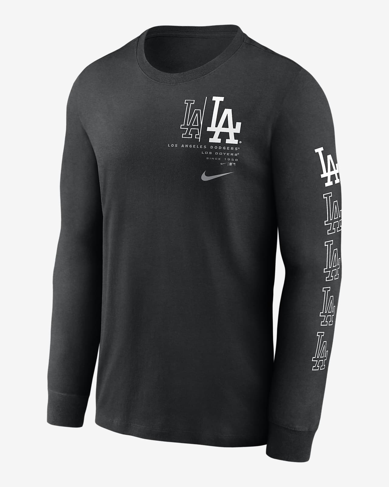 Men's MLB Los Angeles Dodgers Nike Blackout Basic Logo Tonal T-Shirt - Black