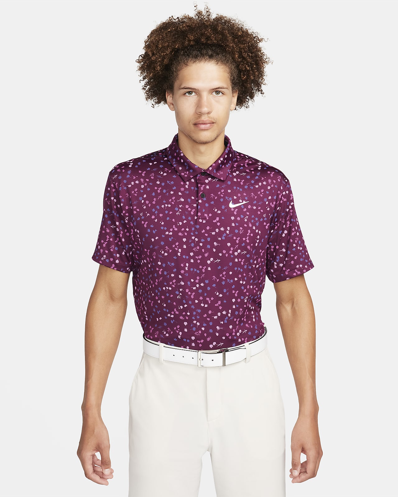 Nike Men's Dri-FIT Tour Floral Golf Polo, Medium, Bordeaux Red