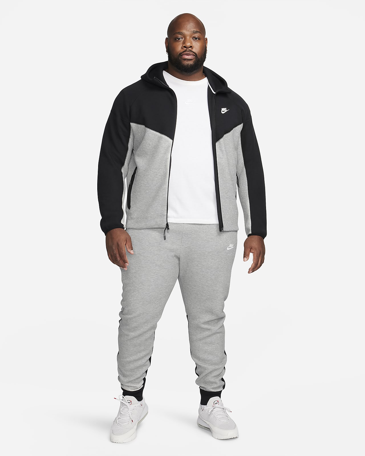 Pantalones deportivos Nike Sportswear Tech Fleece en negro/jaspeado gris  oscuro/blanco Hombre - ES
