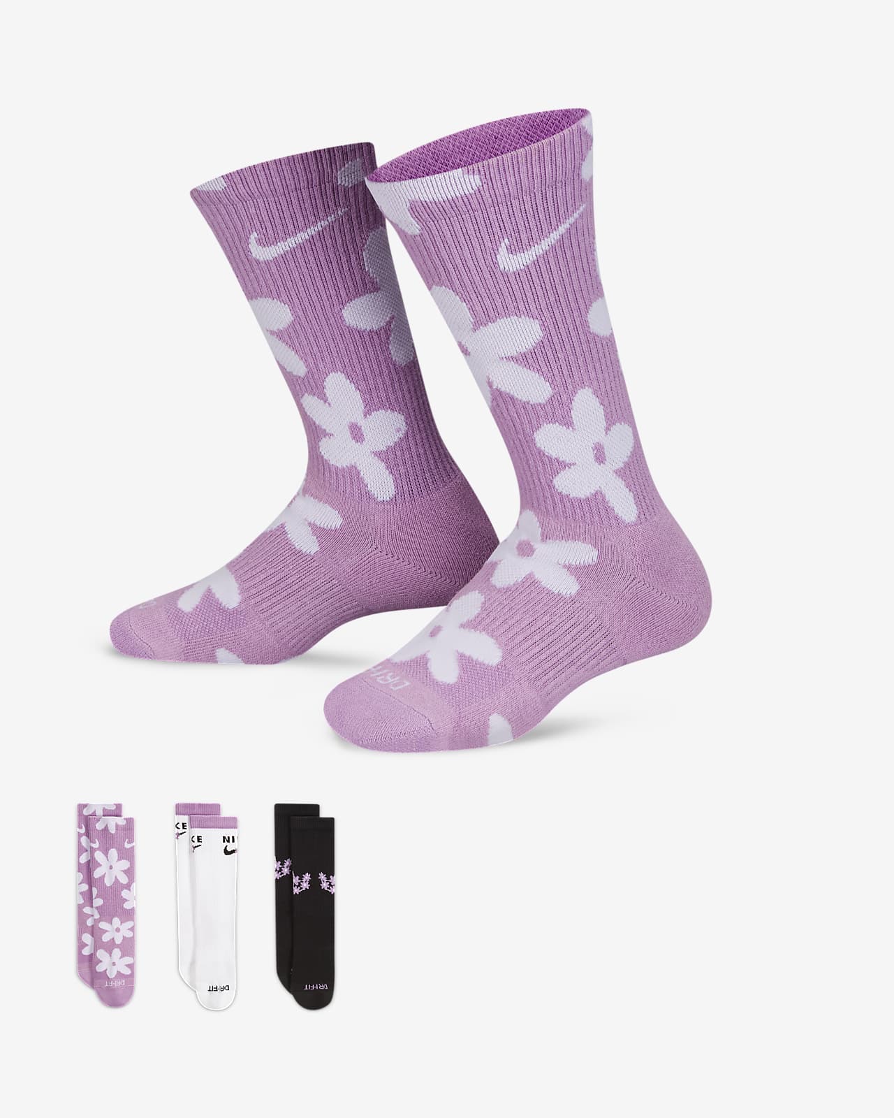 Nike Everyday Plus gepolsterte Crew-Socken für Kinder (3 Paar)