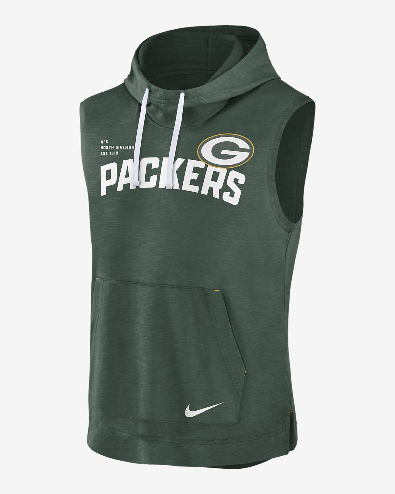 Men's Nike Heather Green Bay Packers Sleeveless Pullover Hoodie