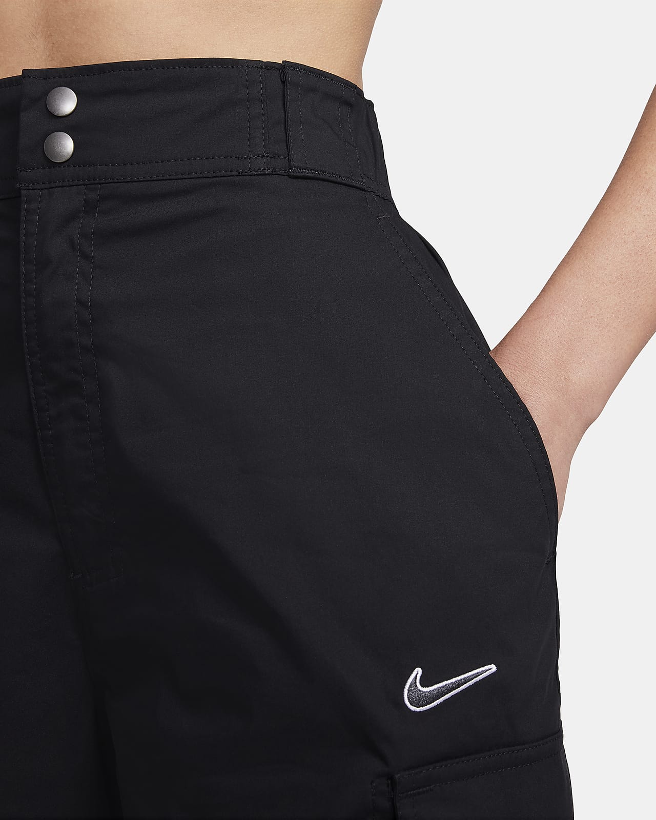Woven high-rise joggers in Black