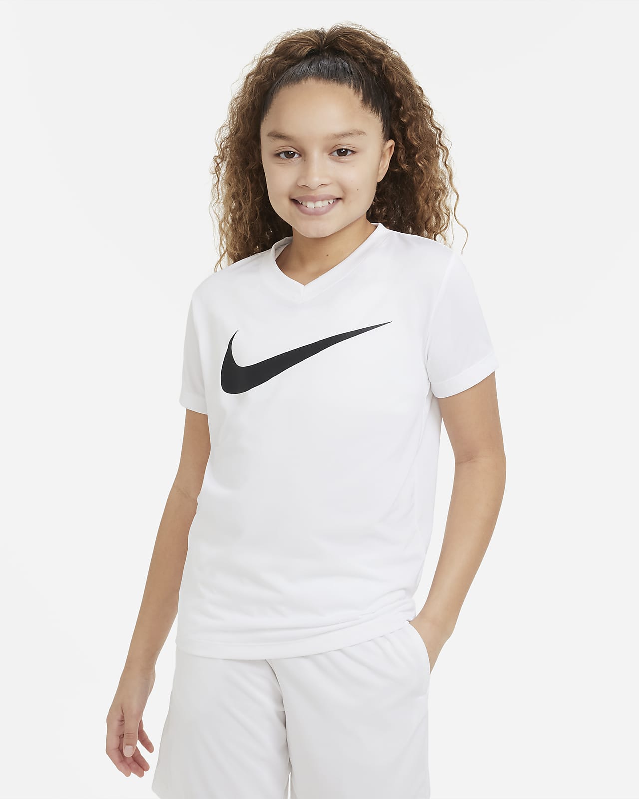 Nike Dri-FIT Legend-trænings-T-shirt V-hals til større børn (piger). Nike DK