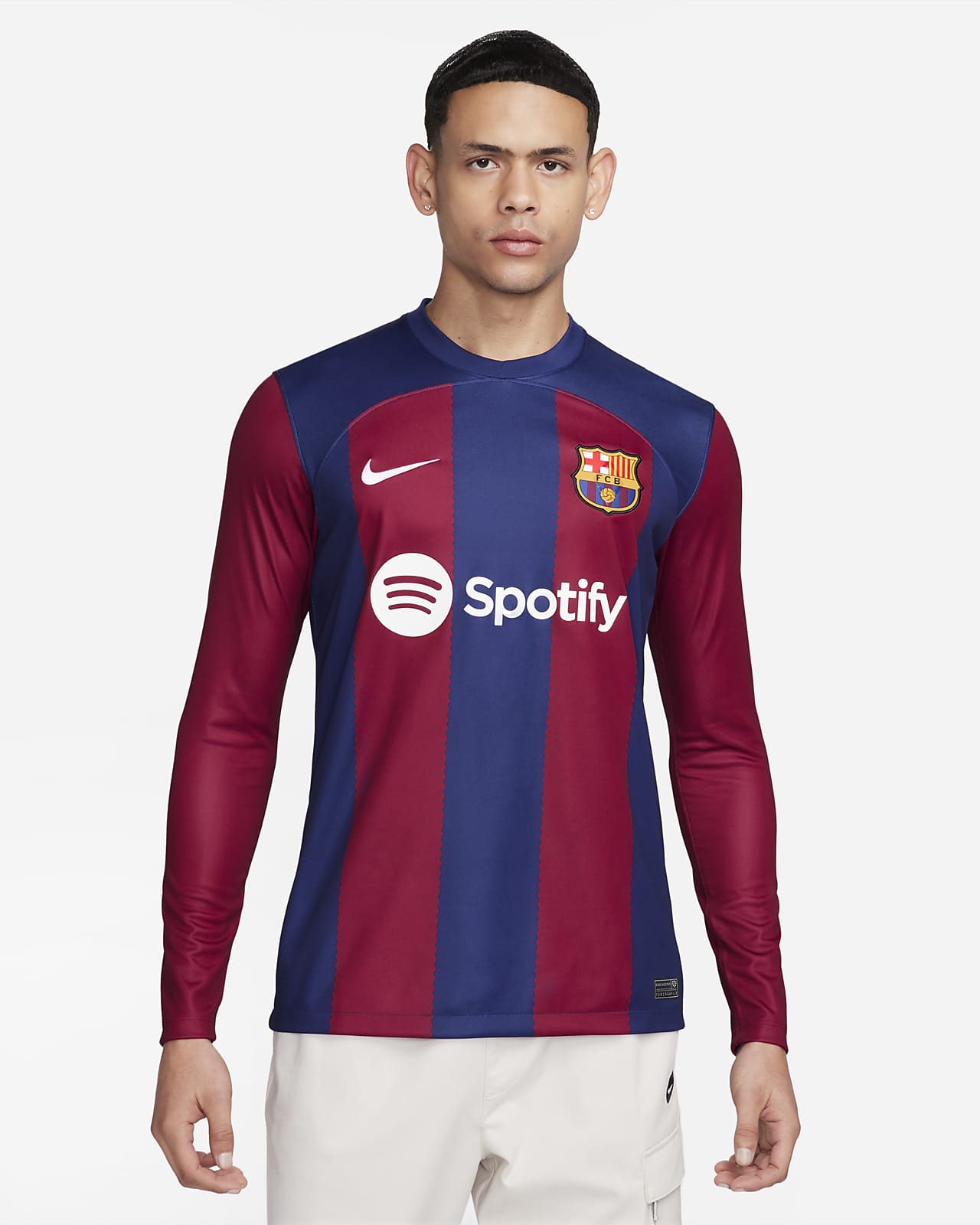 Camisola de futebol de manga comprida Nike Dri-FIT do equipamento principal Stadium FC Barcelona 2023/24 para homem