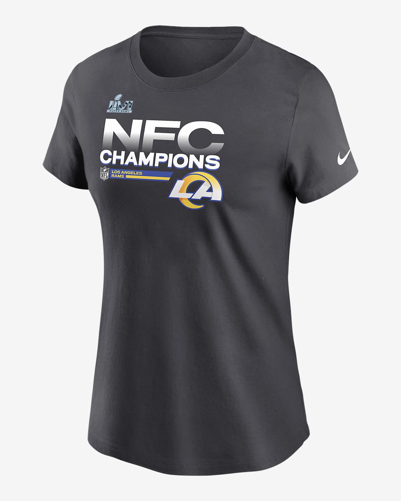 Nike 2021 NFC Champions Trophy Collection (NFL Los Angeles Rams) Women's  T-Shirt.