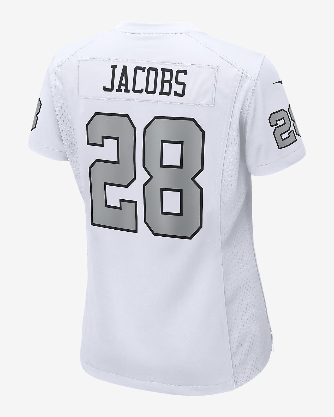 Nike Las Vegas Raiders No28 Josh Jacobs White/Pink Women's Stitched NFL Limited Rush Fashion Jersey