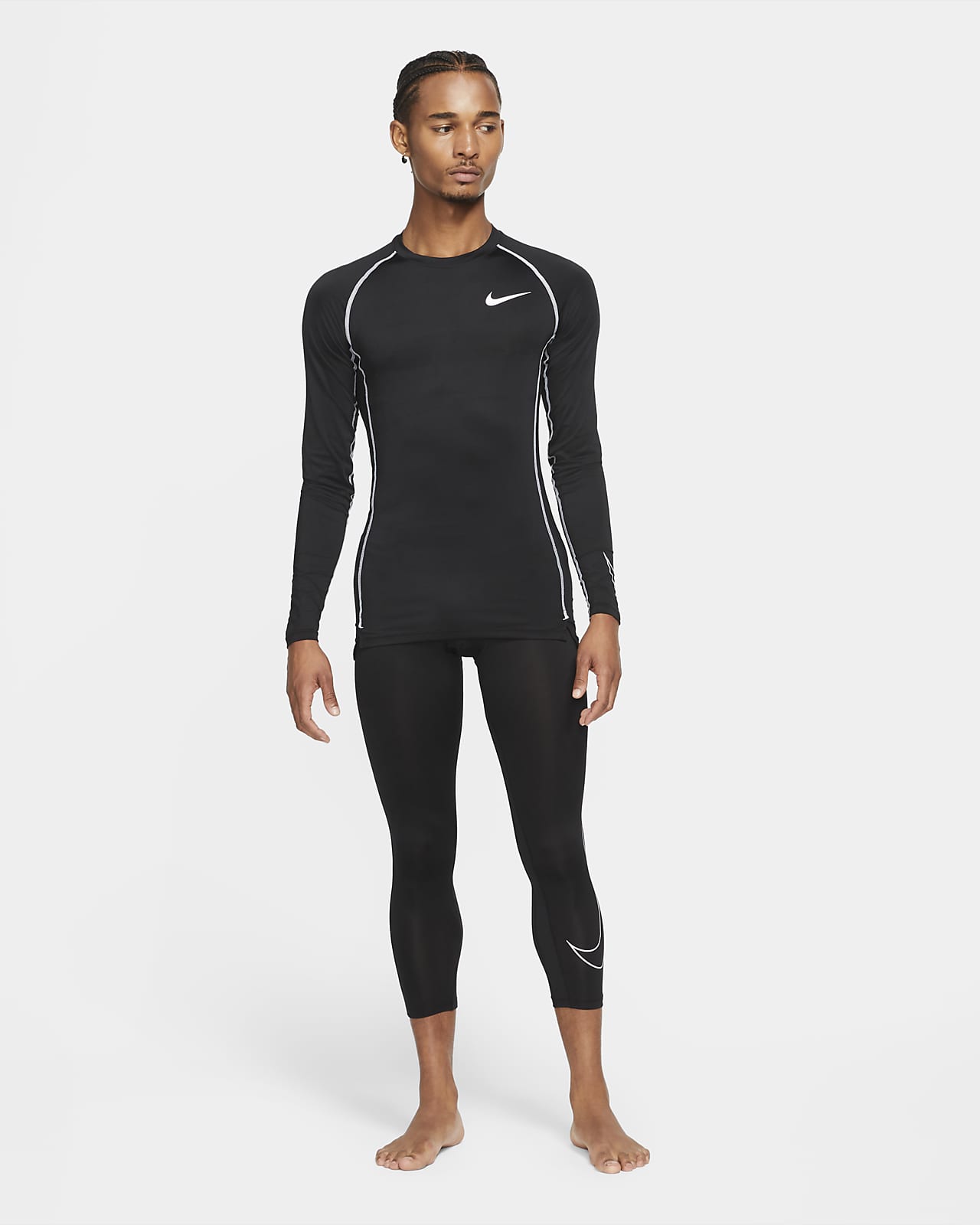  Nike Pro Dri-FIT Men's Tights(Black/White, Small