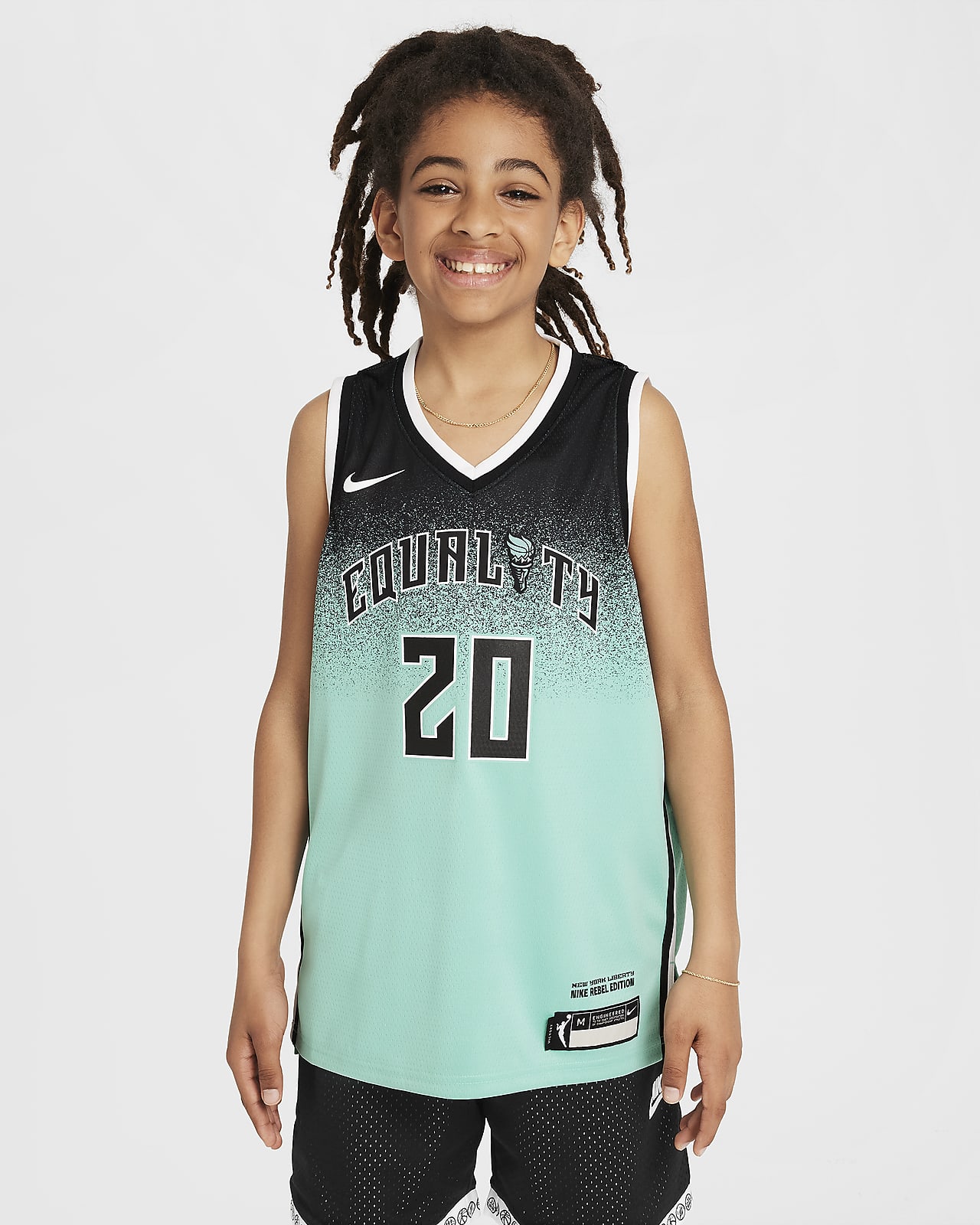 Dres Nike Dri-FIT WNBA Swingman Sabrina Ionescu New York Liberty Rebel Edition 2023 pro větší děti (chlapce)