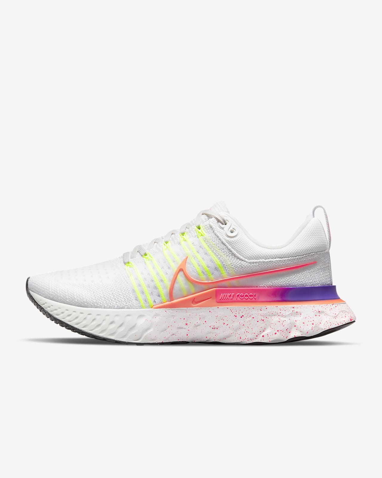 running free run flyknit trainers in grey and pink