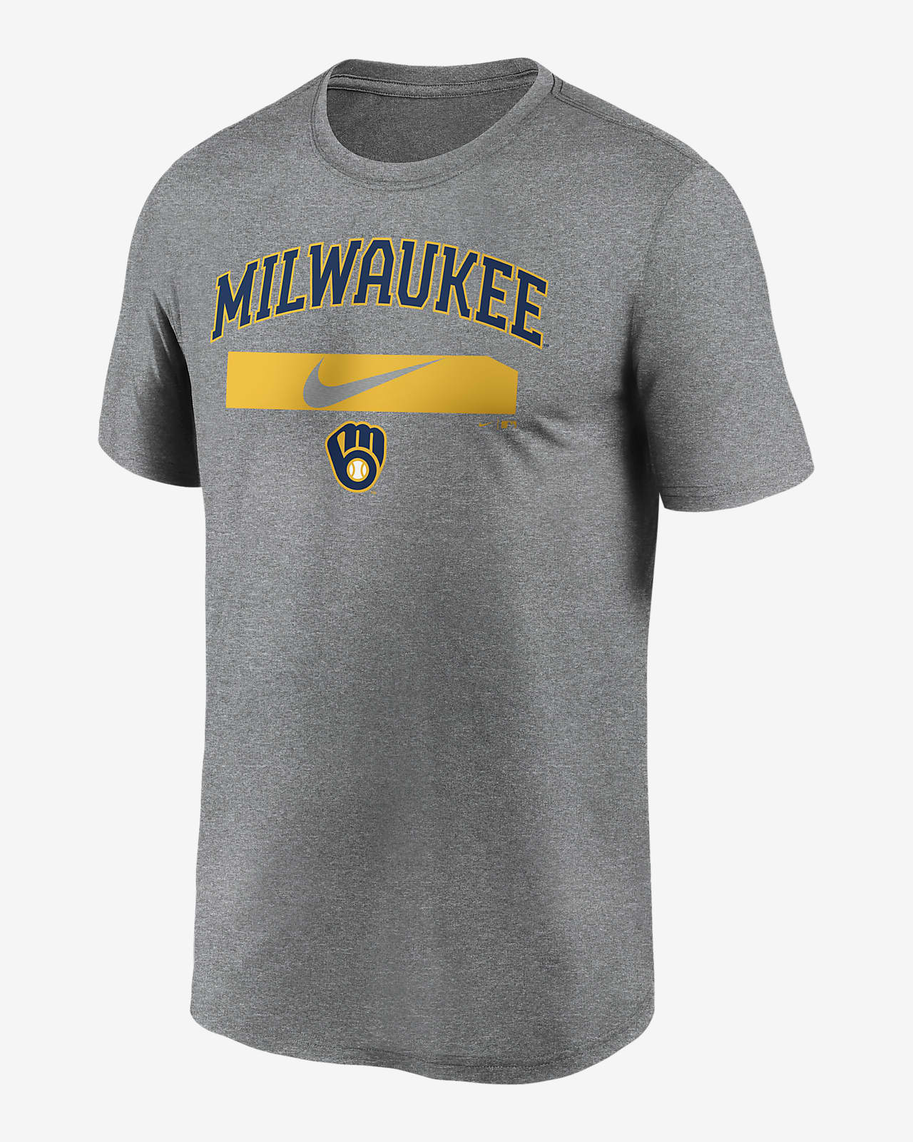 Men's Nike Heathered Gray Milwaukee Brewers Team T-Shirt