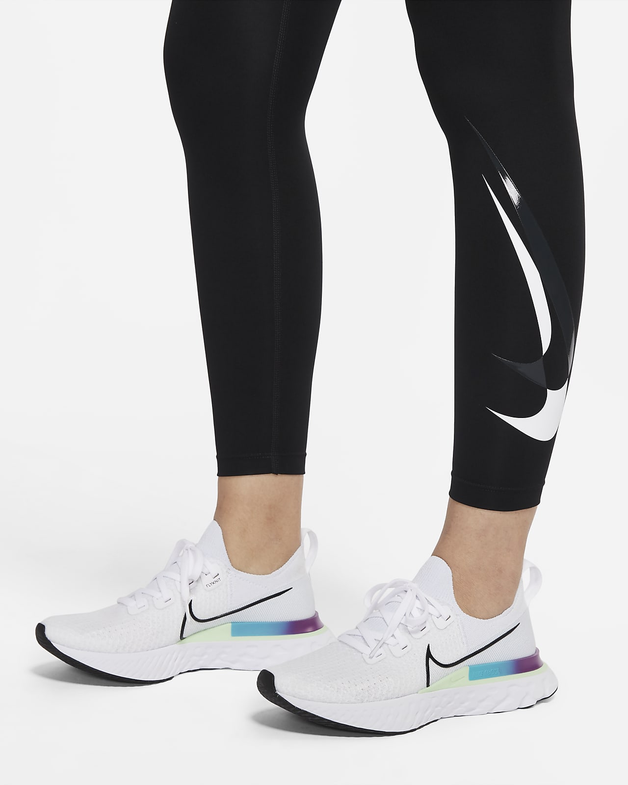 Nike Sportswear Women's Mid-Rise Swoosh Leggings Black / White
