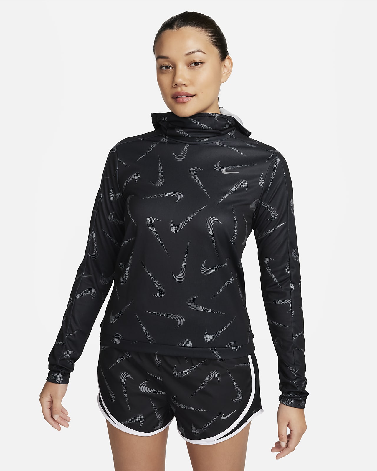 Giacca da running stampata con cappuccio Nike Swoosh – Donna