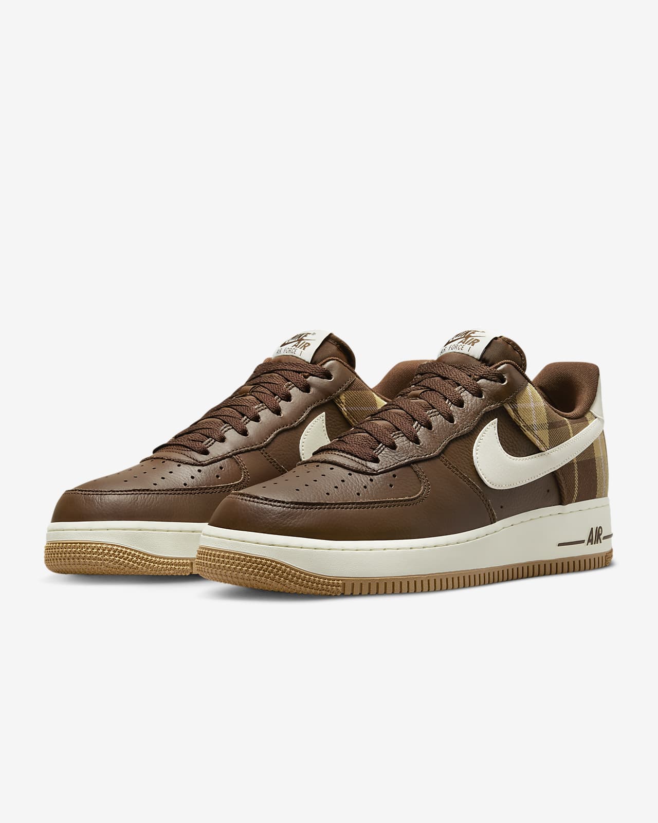 Nike AIR FORCE 1 MID '07 LX 'Brown Plaid' Brown/Beige - PALE IVORY/CACAO  WOW-PINK BLOOM