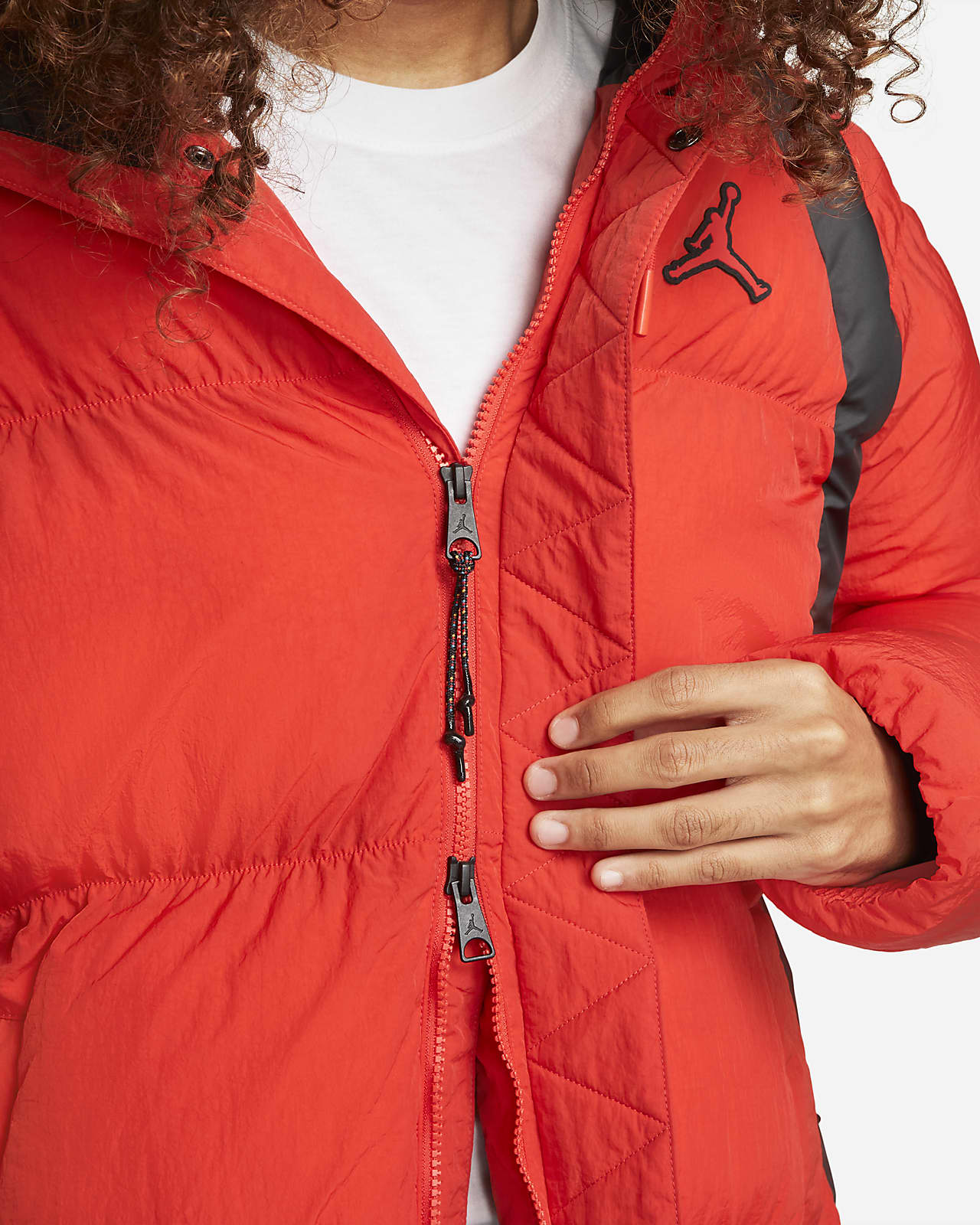 nike red padded jacket with hood