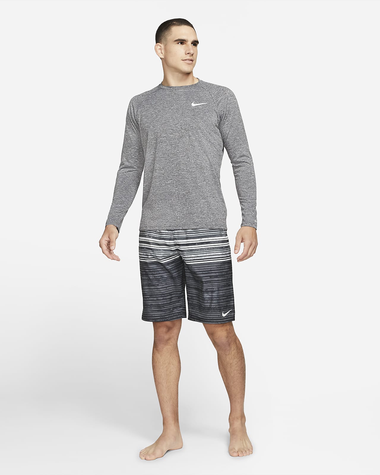 Camiseta Hydroguard de natación de manga larga de tela jaspeada hombre Nike.