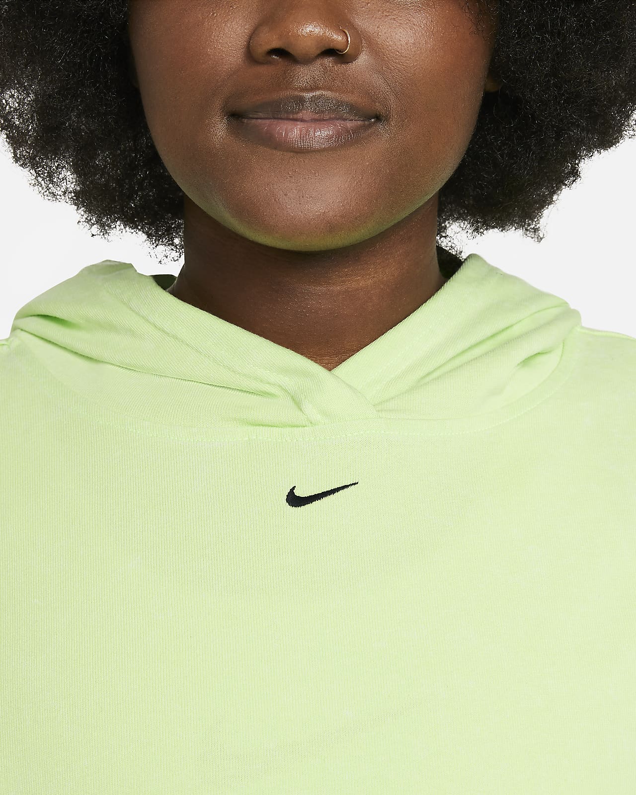 nike mini swoosh oversized hoodie in washed neon green