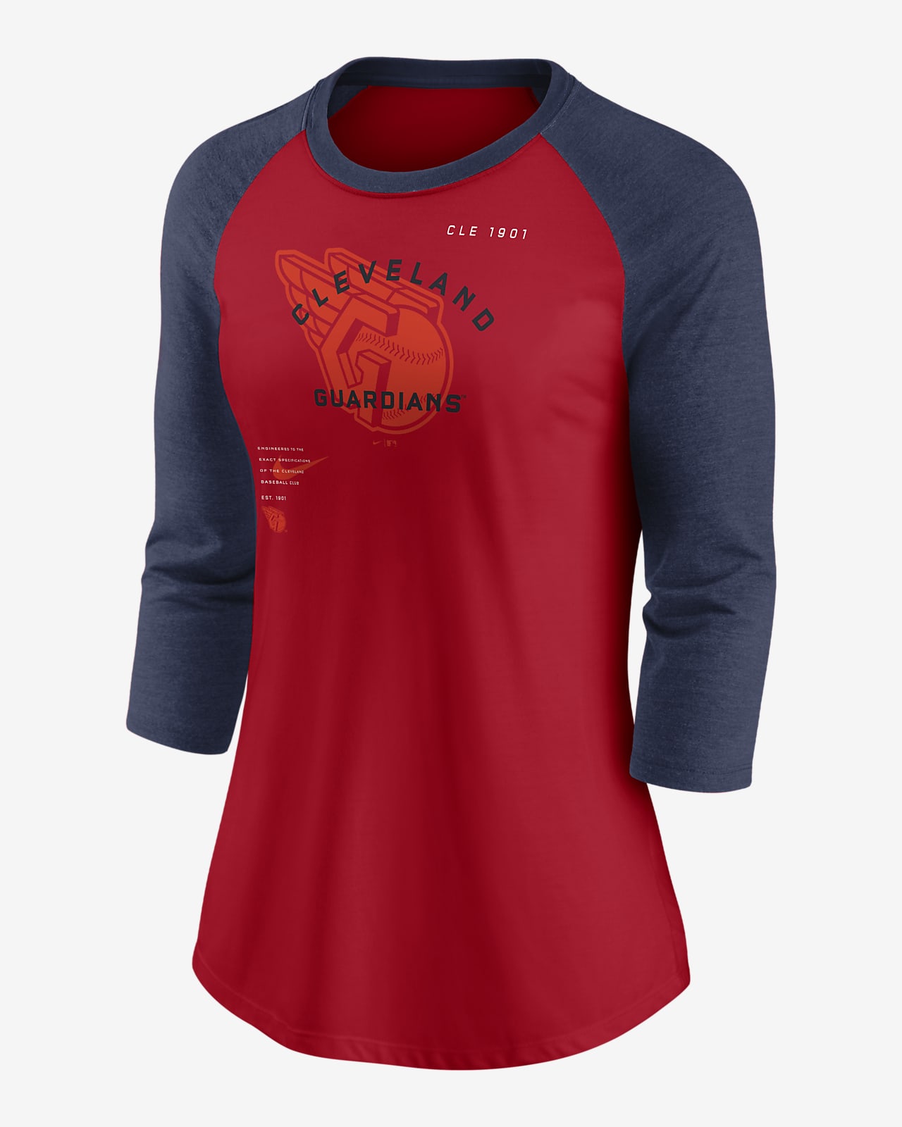 Nike Next Up (MLB Cleveland Guardians) Women's 3/4-Sleeve Top.