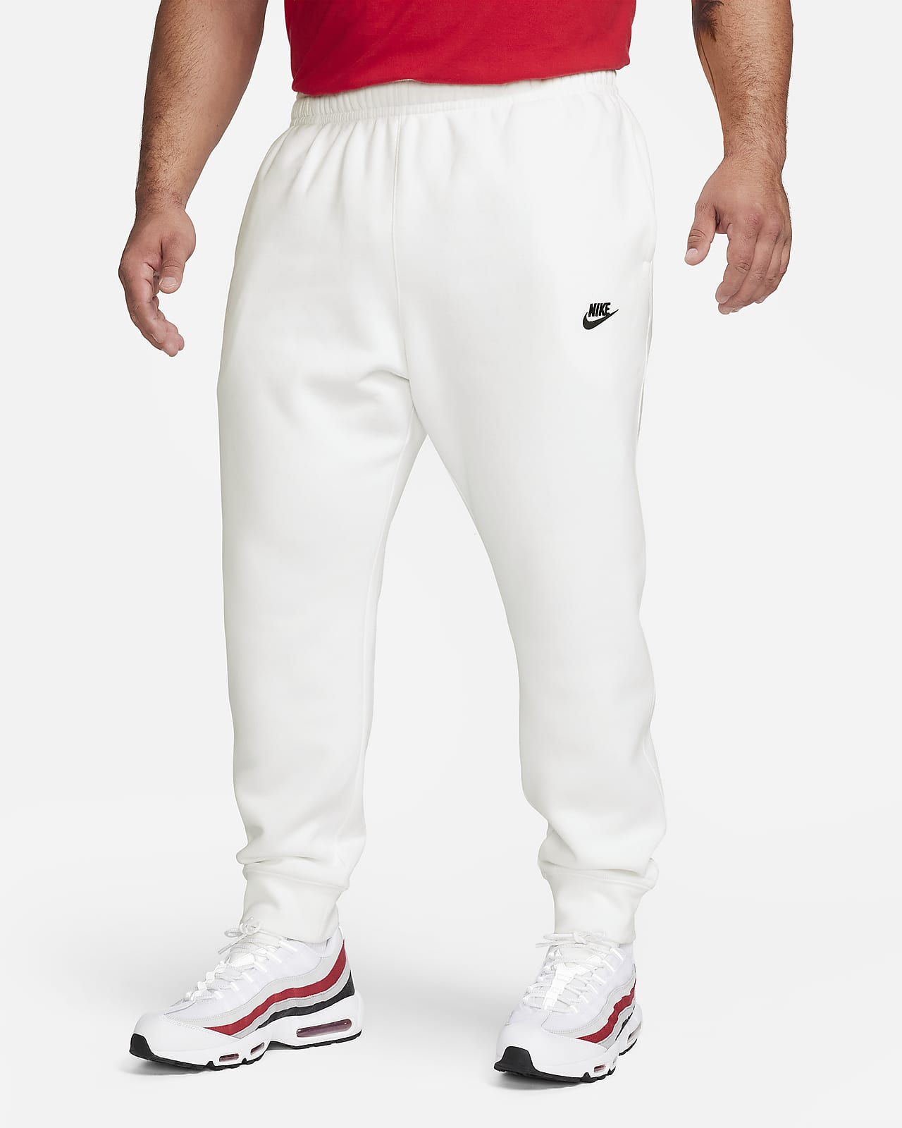 nike repeat pack polyknit logo taping cuffed joggers in white