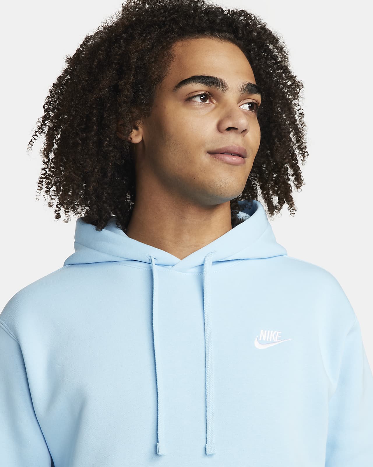 nike club fleece hoodie cerulean