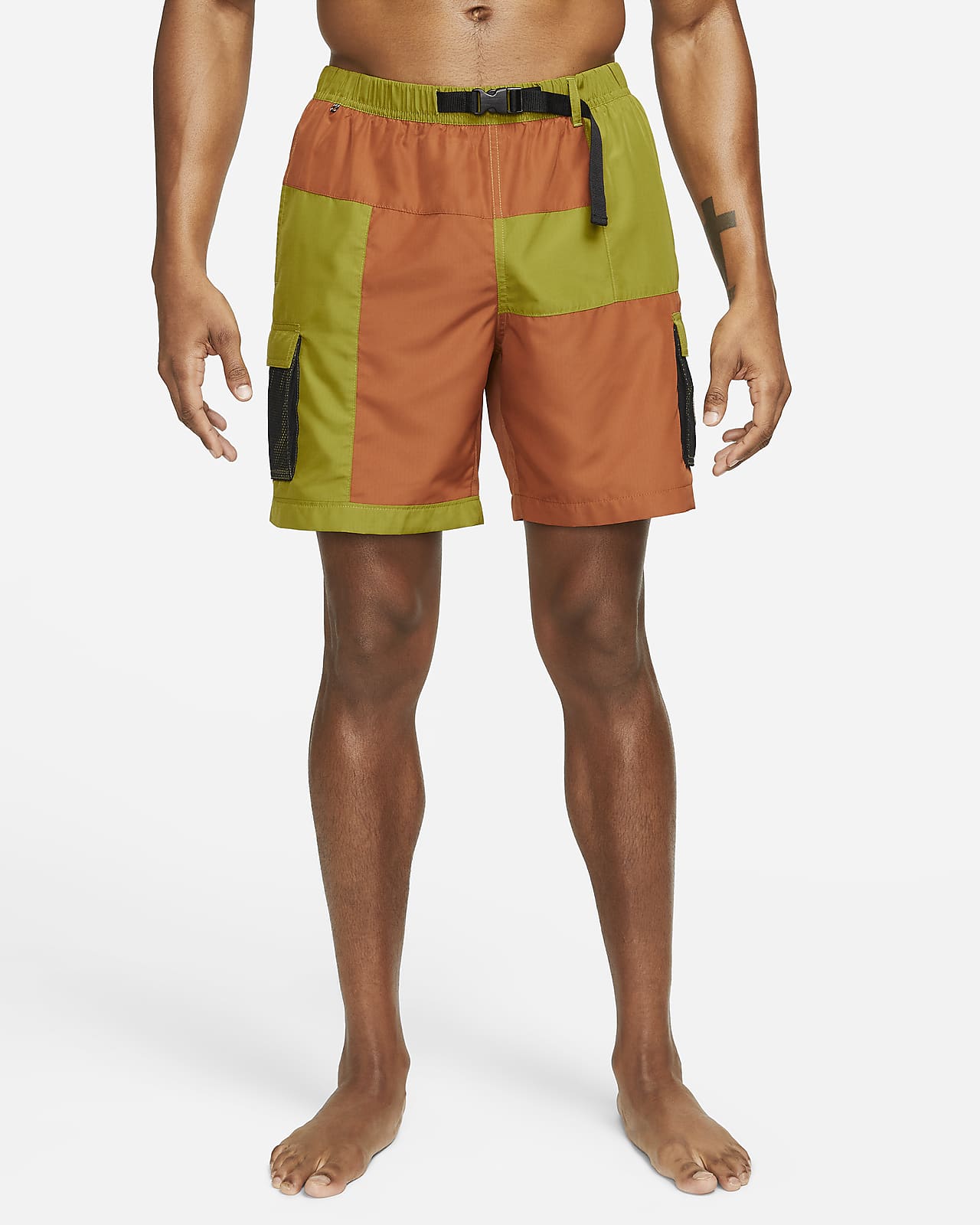 Traje de ba o tipo short de voleibol de 18 cm militar para hombre