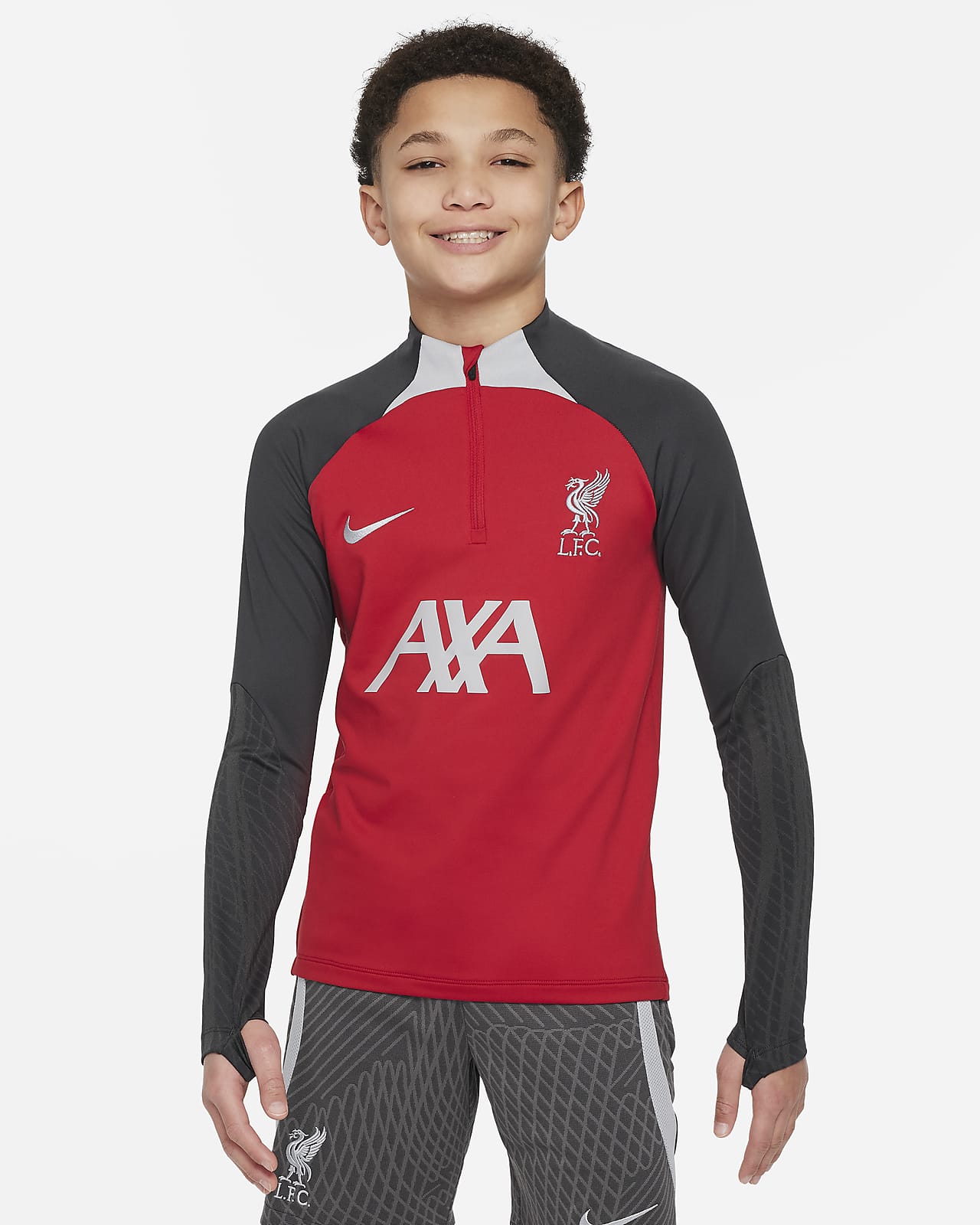 Liverpool FC Strike Nike Dri-FIT felső futball-edzőfelső nagyobb gyerekeknek