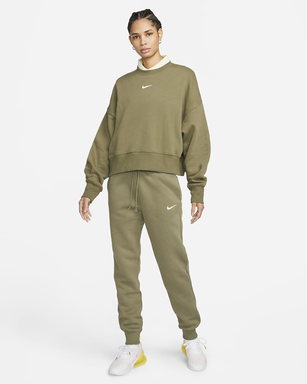 nike phoenix fleece pants green