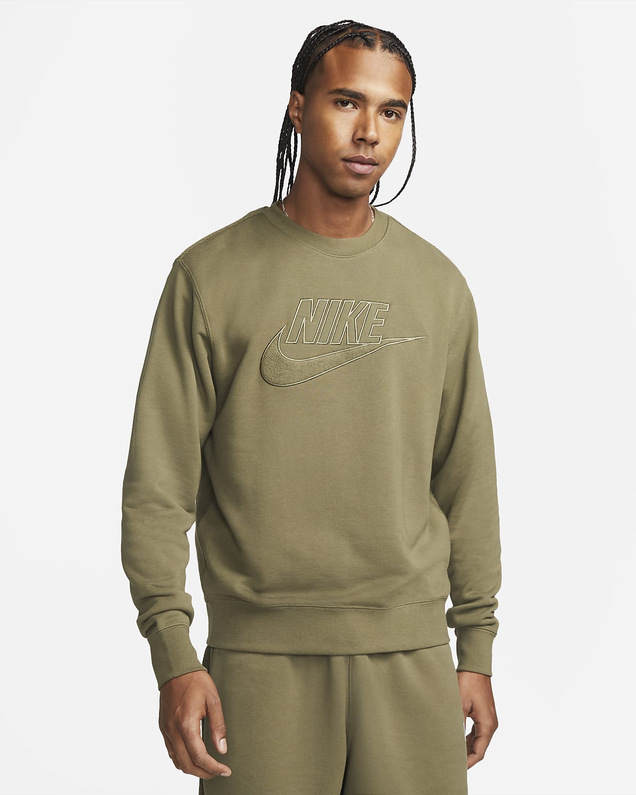 nike olive crew neck