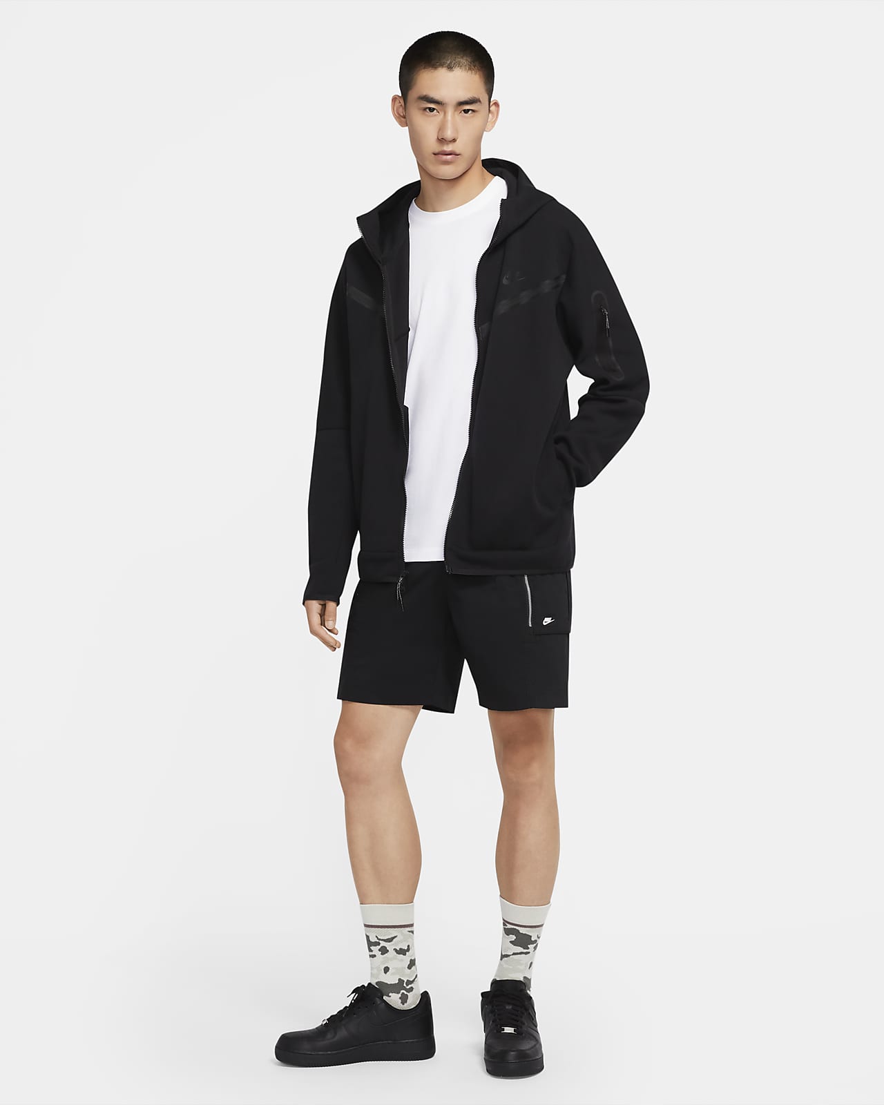 nike zip up shorts