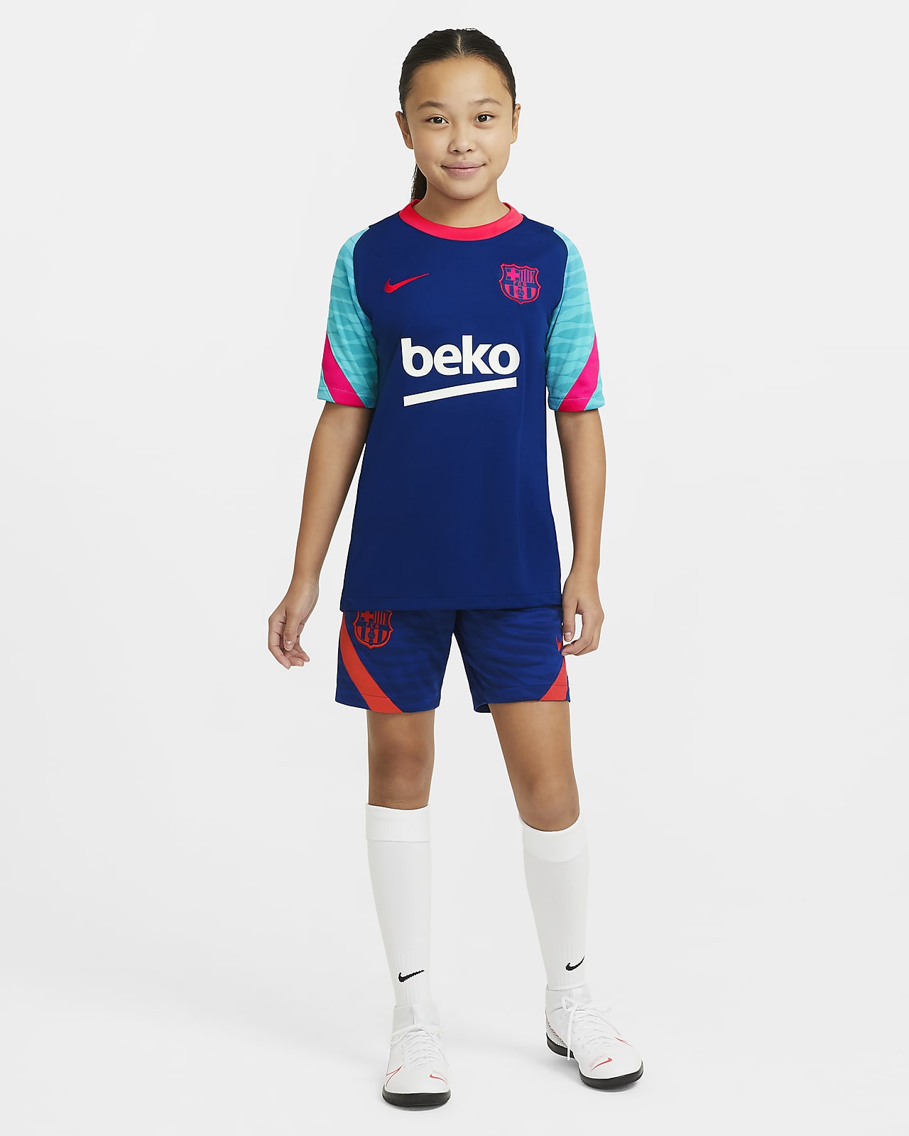 Haut de football à manches courtes FC Barcelona Strike pour Enfant plus âgé