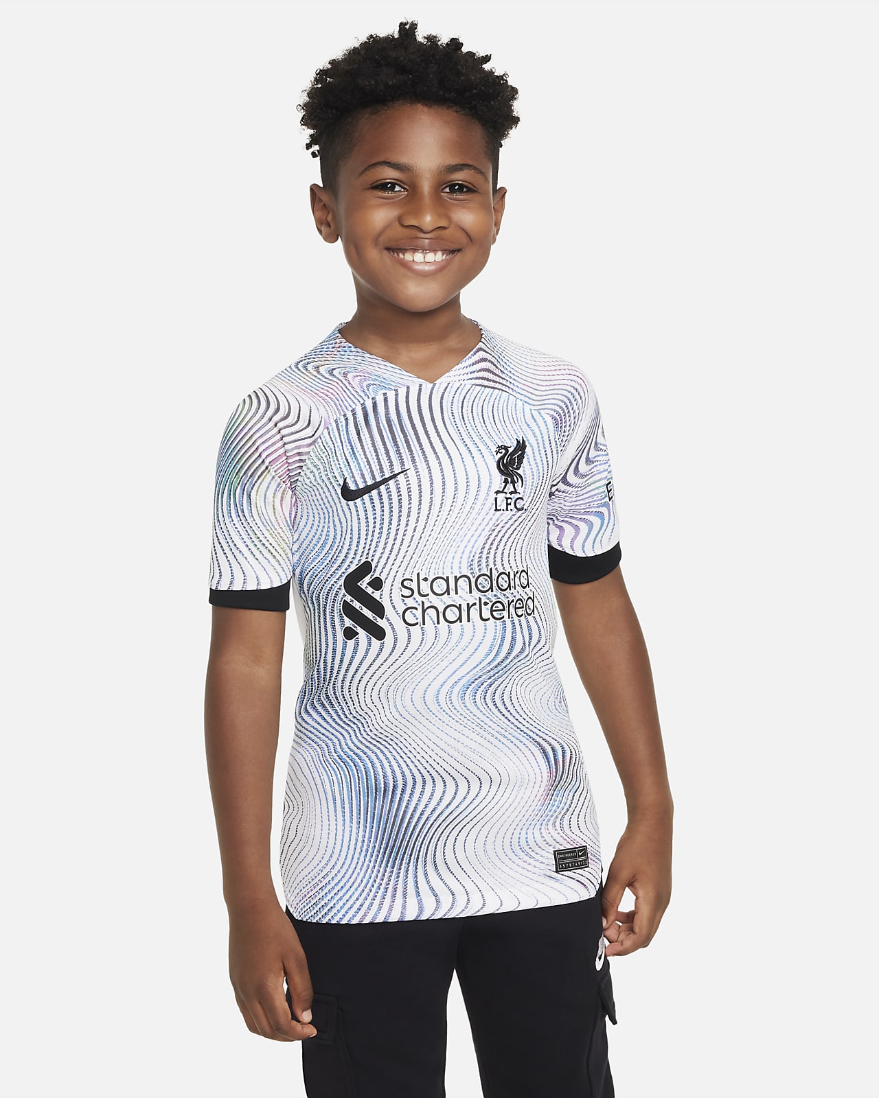 Koszulka piłkarska dla dużych dzieci Nike Dri-FIT Liverpool F.C. Stadium 2022/23 (wersja wyjazdowa)