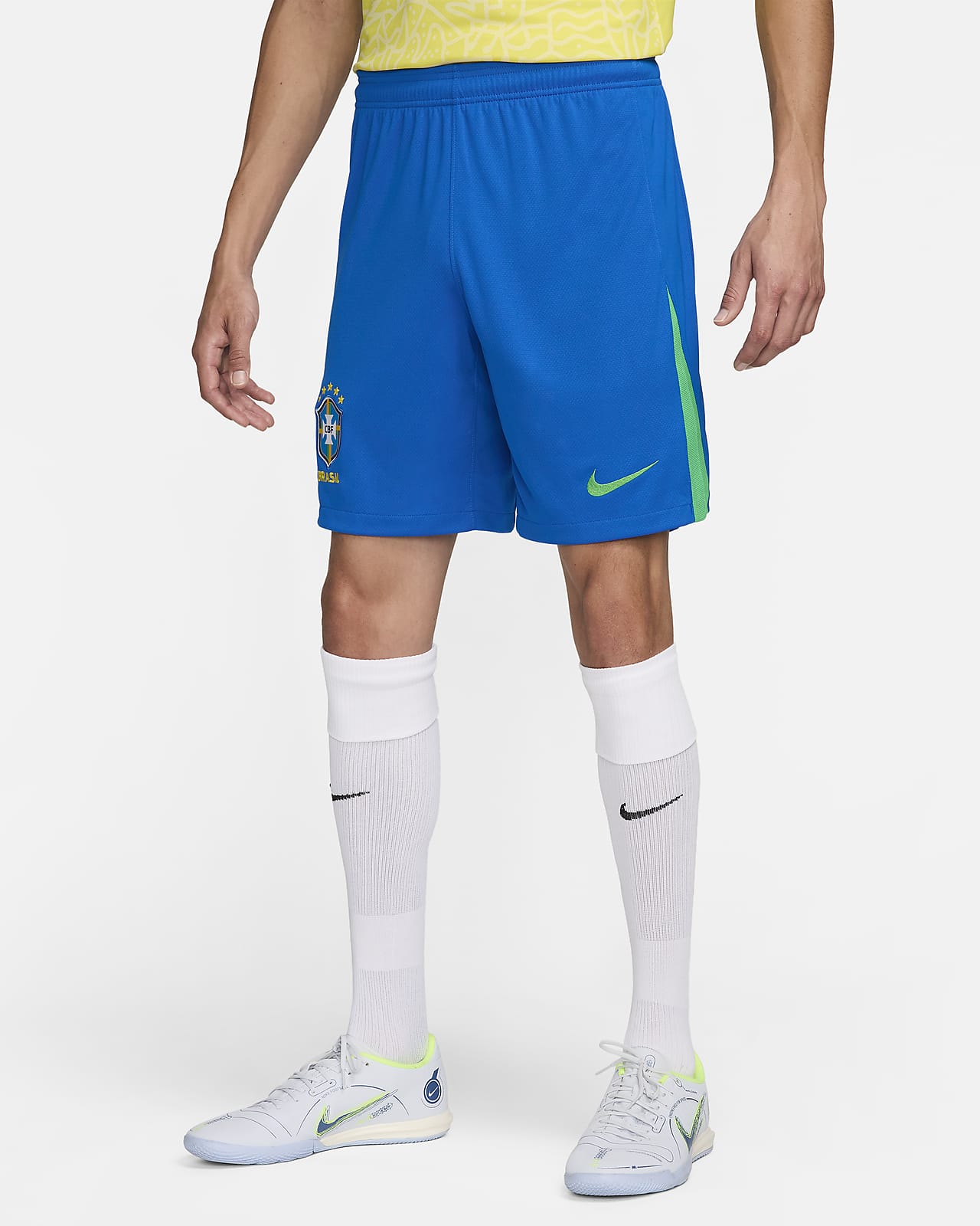 Calções de futebol de réplica Nike Dri-FIT do equipamento principal Stadium Brasil 2024 para homem