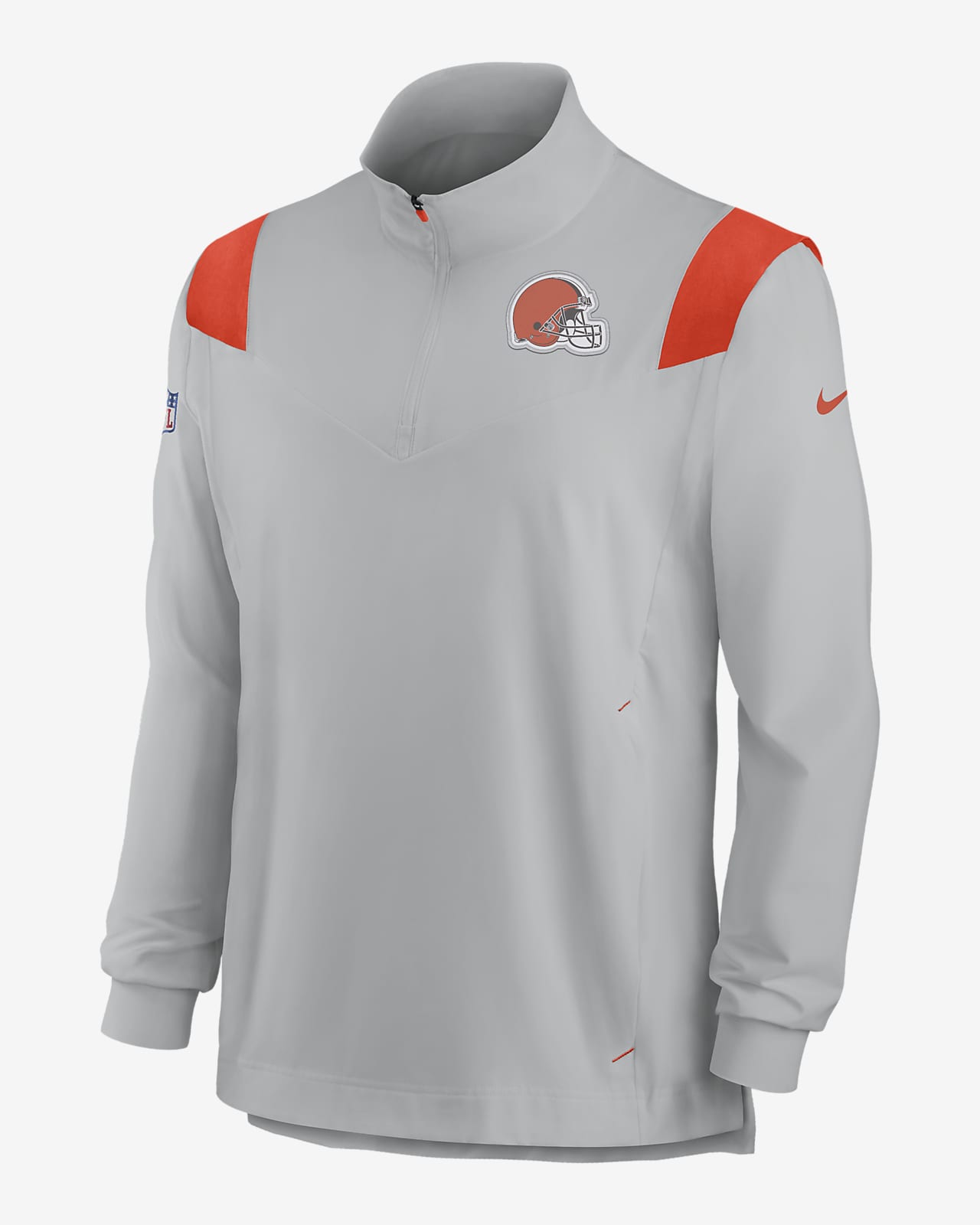 Men's Nike Gray Cleveland Browns Sideline Coach Chevron Lockup Quarter-Zip Long Sleeve Top Size: Medium
