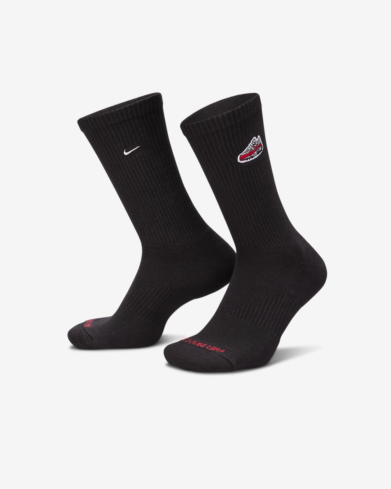 Red and store black nike socks