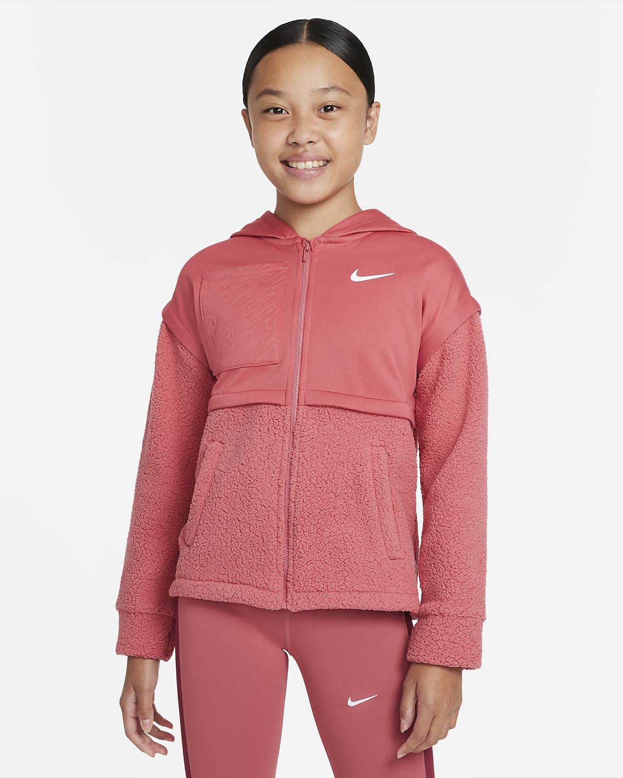Mikina Nike s kapucí a dlouhým zipem pro větší děti (dívky)